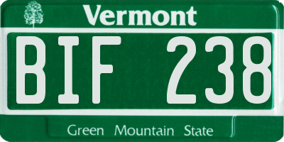 VT license plate BIF238