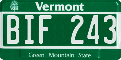 VT license plate BIF243