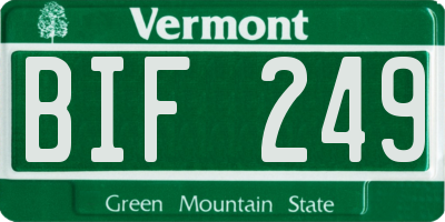 VT license plate BIF249