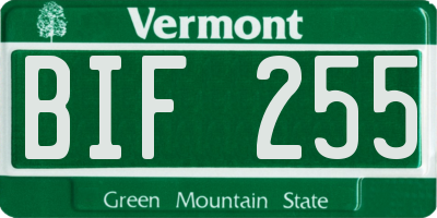 VT license plate BIF255