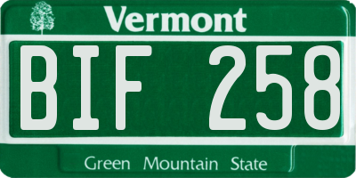 VT license plate BIF258