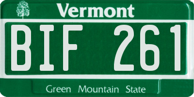 VT license plate BIF261