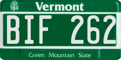 VT license plate BIF262