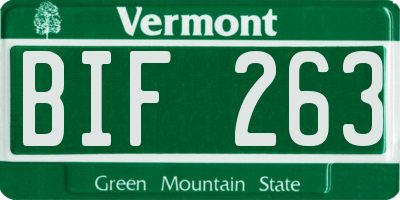 VT license plate BIF263