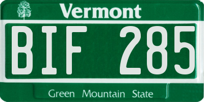 VT license plate BIF285