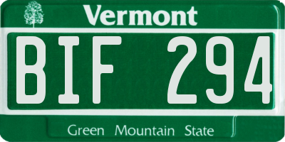 VT license plate BIF294