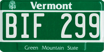 VT license plate BIF299