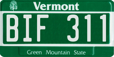 VT license plate BIF311
