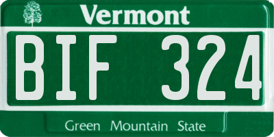 VT license plate BIF324