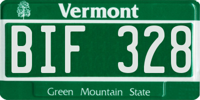 VT license plate BIF328