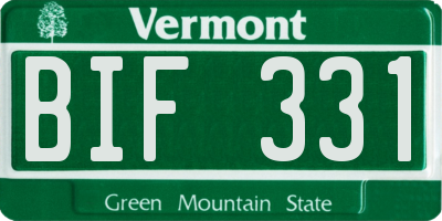 VT license plate BIF331