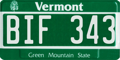 VT license plate BIF343