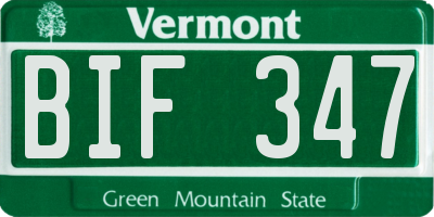 VT license plate BIF347