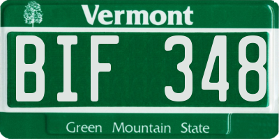 VT license plate BIF348