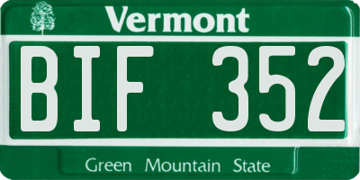 VT license plate BIF352
