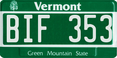 VT license plate BIF353