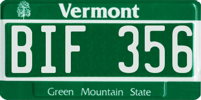 VT license plate BIF356