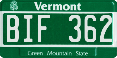 VT license plate BIF362