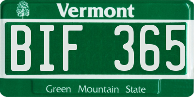 VT license plate BIF365