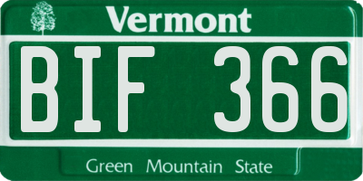 VT license plate BIF366
