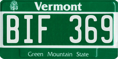 VT license plate BIF369
