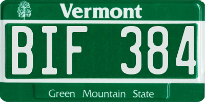 VT license plate BIF384