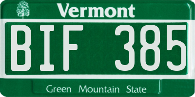 VT license plate BIF385