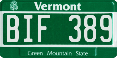 VT license plate BIF389