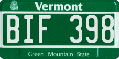 VT license plate BIF398