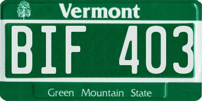VT license plate BIF403