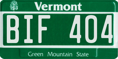 VT license plate BIF404
