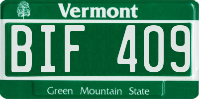 VT license plate BIF409