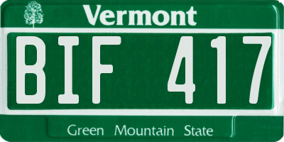 VT license plate BIF417