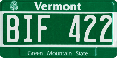 VT license plate BIF422