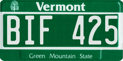 VT license plate BIF425