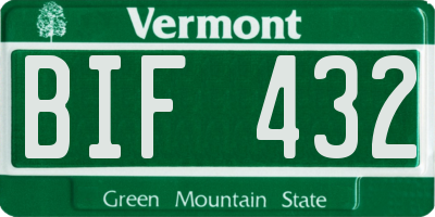 VT license plate BIF432