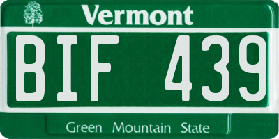 VT license plate BIF439