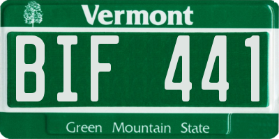 VT license plate BIF441