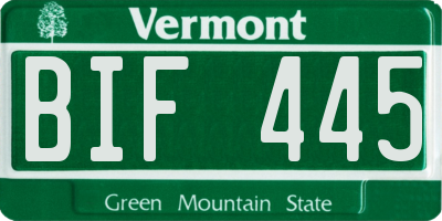 VT license plate BIF445