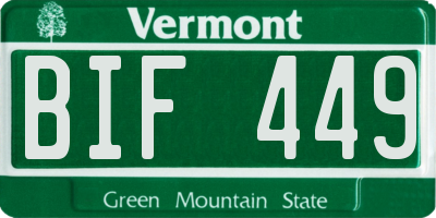 VT license plate BIF449