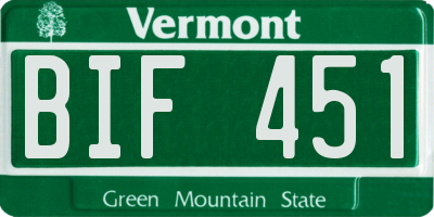 VT license plate BIF451
