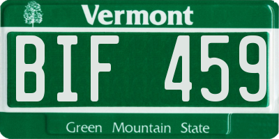 VT license plate BIF459