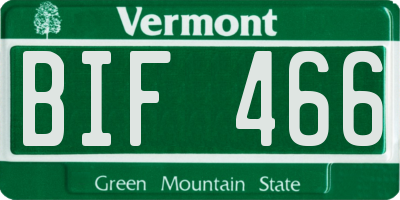 VT license plate BIF466