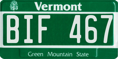 VT license plate BIF467