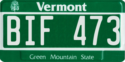 VT license plate BIF473