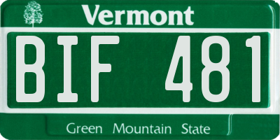 VT license plate BIF481
