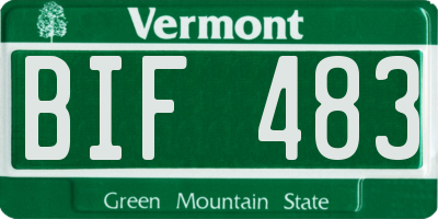 VT license plate BIF483