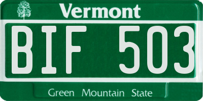 VT license plate BIF503