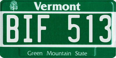 VT license plate BIF513