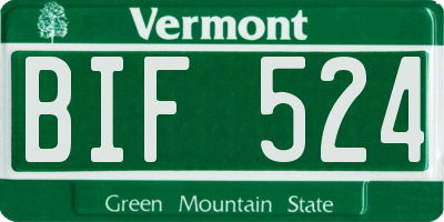 VT license plate BIF524
